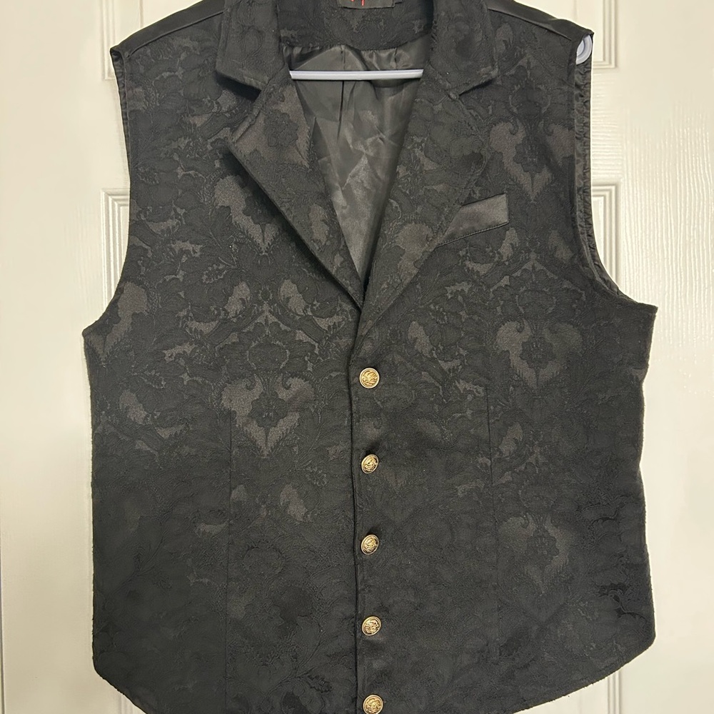 Elegant Black Brocade Men's Vest